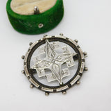 Victorian Sterling Silver Cross Form Sweetheart Brooch Antique c1900