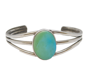 Sterling Silver & Turquoise Set Modernist Bangle Bracelet Vintage 1985 London