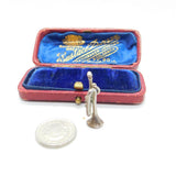 Sterling Silver Miniature Trumpet Charm Pendant Vintage c1970