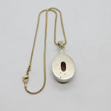 Sterling Silver Baltic Amber Large Oval Drop Pendant Necklace Contemporary c2000