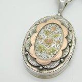 Victorian Aesthetic Gold & Silver Floral Pattern Locket Collar Necklace Antique