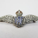 WWII-Period Sterling Silver & Enamel RAF Sweetheart Brooch Antique c1940s