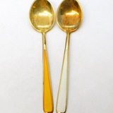 N.M Thune Sterling Silver Gilt & Enamel Set Pair of Teaspoons Antique