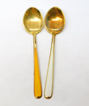 N.M Thune Sterling Silver Gilt & Enamel Set Pair of Teaspoons Antique