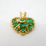 14ct Yellow Gold & Natural Emerald Set Heart Pendant Vintage 1997 London