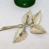 Sterling Silver Leaf Pattern Bunch Brooch Pin Vintage c1970