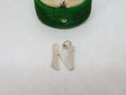 Sterling Silver N Initial Charm Pendant Vintage c1970