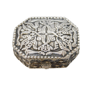 20th Century Egyptian Sterling Silver Floral Pill Box Antique c1930s