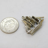 Sterling Silver Galleon Ship Charm Pendant Vintage c1970s