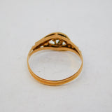 Victorian 18ct Rose Gold, Sapphire & Seed Pearl 'Eye' Form Ring Antique c1890s