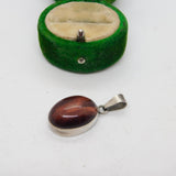 Sterling Silver Cabochon Agate Drop Charm Pendant Vintage c1970