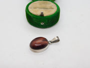 Sterling Silver Cabochon Agate Drop Charm Pendant Vintage c1970