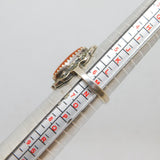 Sterling Silver Carnelian & Marcasite Art Deco Dress Ring Antique c1930 Size M