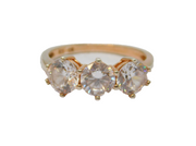 Rose-Gold On Sterling Silver Triple CZ Half Eternity Ring Vintage c2000 Size N