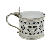 Victorian Sterling Silver Flower & Urn Pattern Mustard Pot Antique 1893 London
