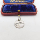Victorian Sterling Silver 'Harold' Love Token Charm Pendant Antique c1890