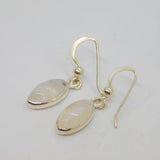 Pair of Sterling Silver Cabochon Moonstone Hook Drop Earrings Contemporary c2000