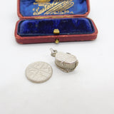 Sterling Silver Fish in the Basket Opening Charm Pendant Vintage c1970