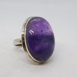 Large Sterling Silver & Cabochon Cut Amethyst Statement Ring Vintage Birmingham