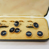 Art Deco Rolled Gold, Enamel & Pearl Buttons & Studs Set Antique c1920s