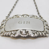 Sterling Silver Floral Gin Decanter Label Vintage 1983 Birmingham