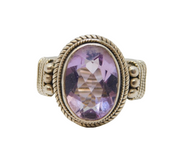Sterling Silver & Amethyst Set Dress Ring Vintage c1970s