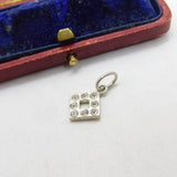 Sterling Silver Little Square Charm Pendant Vintage c1970