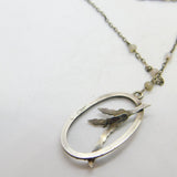 Sterling Silver Sweetheart Wheat Sheaf Pendant Necklace Antique c1920 Art Deco