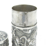 19th Century Chinese Export Silver Dragon Pattern Cylindrical Box Antique Canton