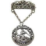 Norwegian .830 Silver Pillarguri Mythical Brooch Pin Antique c1930 Art Deco