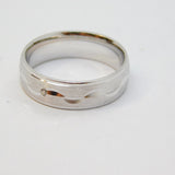Sterling Silver Spinel Set Wave Design Semi-Brushed Ring Vintage c1970 Size P