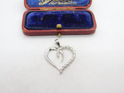 Sterling Silver Heart Diamond Paste Drop Charm Pendant Vintage c1970