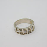 Sterling Silver 7 Emerald Cut Spinel Half Eternity Ring Modern c1990 Size N 1/2