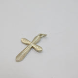 Sterling Silver Brushed Textured Cross Charm Pendant Vintage c1970