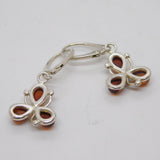 Sterling Silver Baltic Amber Shamrock Hook Earrings Vintage c1970