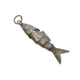 20th Century Sterling Silver Articulated Fish Charm Pendant Antique c1930s