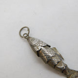 20th Century Sterling Silver Articulated Fish Charm Pendant Antique c1930s