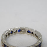 Art Deco 9ct White Gold Synthetic Sapphire & Spinel Eternity Ring Antique c1920s