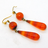 Victorian 12ct Gold Mounted Carnelian Agate Drop Earrings Antique c1850s