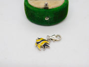 Sterling Silver Enamel Bumble Bee Charm Pendant Vintage c1970