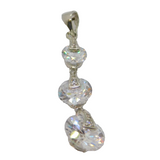 Sterling Silver CZ Triple Graduating Rounds Drop Pendant Contemporary c2000s