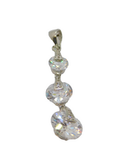 Sterling Silver CZ Triple Graduating Rounds Drop Pendant Contemporary c2000s