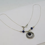 Pia Sterling Silver Lapis Lazuli & Pearl Studio Pendant Necklace Vintage