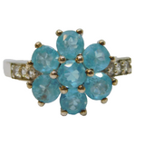 Sterling Silver 7 Blue Topaz & White Sapphire Ring Vintage c1970 Size L 1/2