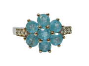 Sterling Silver 7 Blue Topaz & White Sapphire Ring Vintage c1970 Size L 1/2