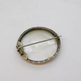 Sterling Silver Mounted Mother of Pearl Dress Brooch Antique c1920 Art Deco