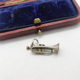 Sterling Silver Musical Trumpet Charm Pendant Vintage c1970