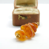 Sterling Silver Triple Amber Charm Pendant Vintage c1970