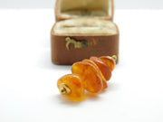Sterling Silver Triple Amber Charm Pendant Vintage c1970