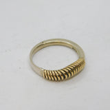 9ct Gold & Sterling Silver Studio Band Ring Vintage 1992 Sheffield Size M 1/2